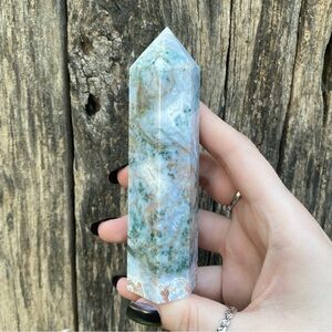 ☁️ pink moss agate crystal tower